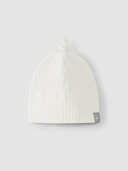 Ribbed jersey beanie with knot