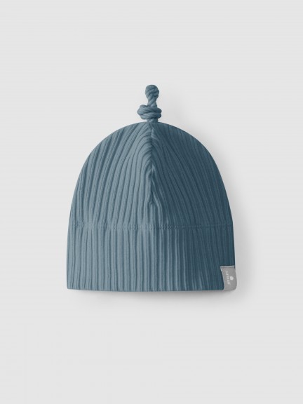 Ribbed jersey beanie with knot
