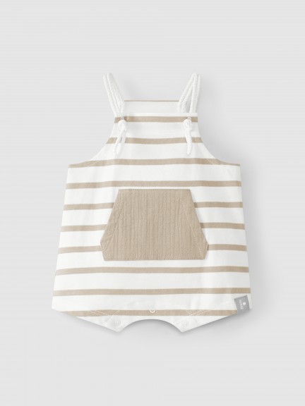 Striped dungaree shorts with pocket