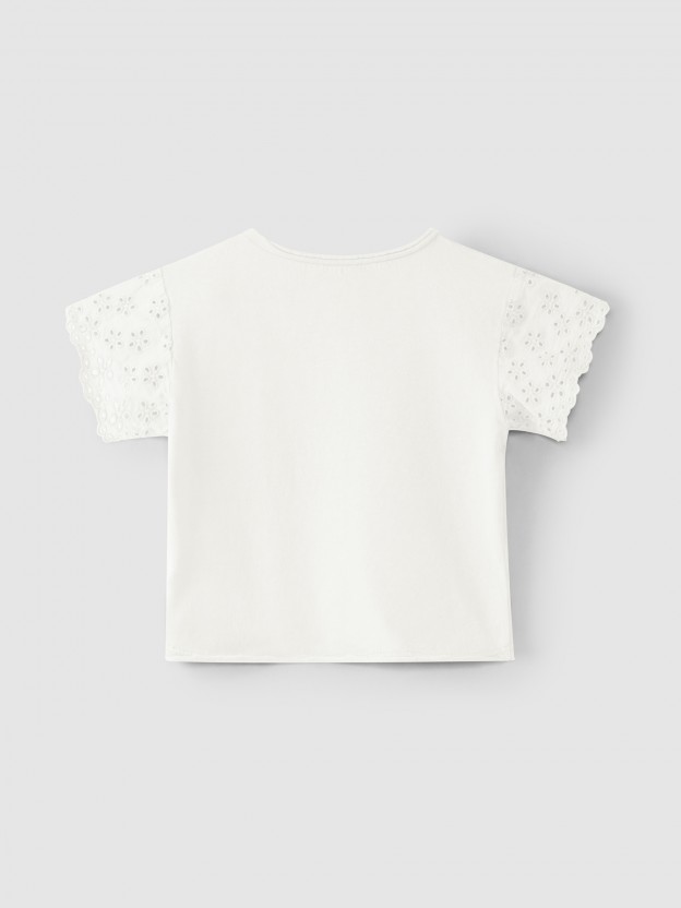 T-shirt manches broderie anglaise