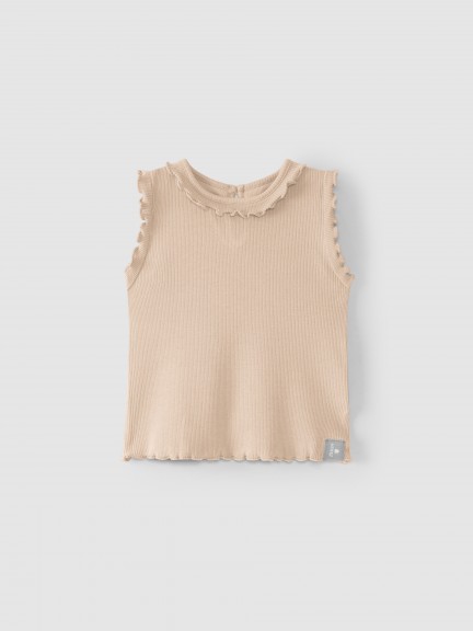 Ribbed jersey singlet with ruffle