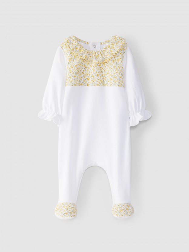 Babygrow  fleurs avec galon