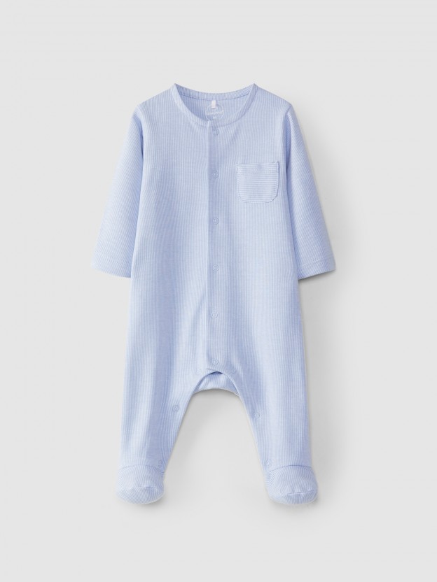 Babygrow  col rond  rayures fines