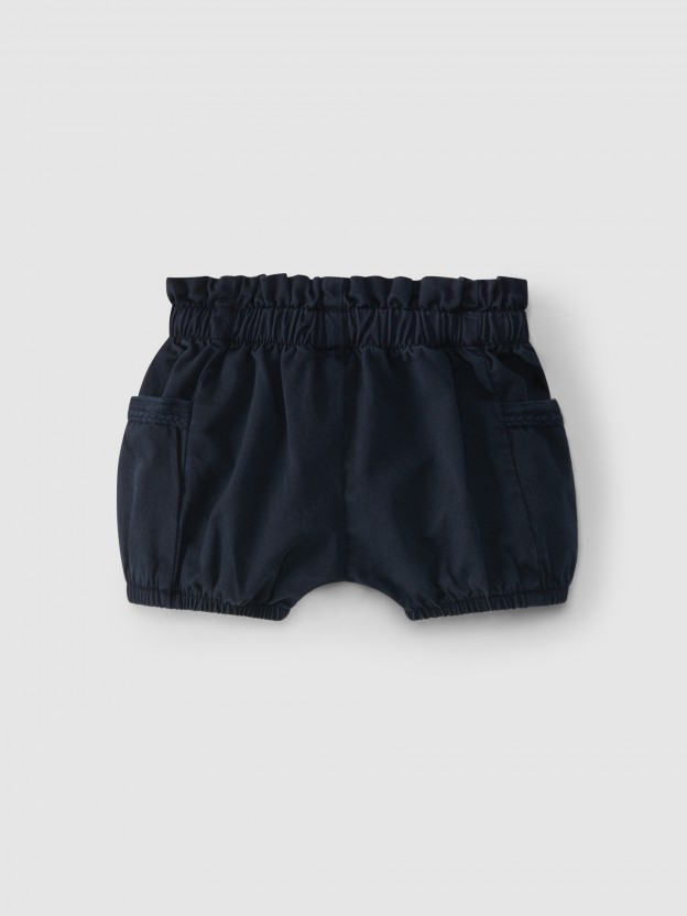 Twill pull-up shorts with side pockets