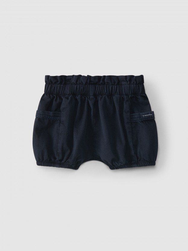 Twill pull-up shorts with side pockets