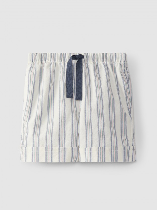 Pull-up shorts stripes with three pockets