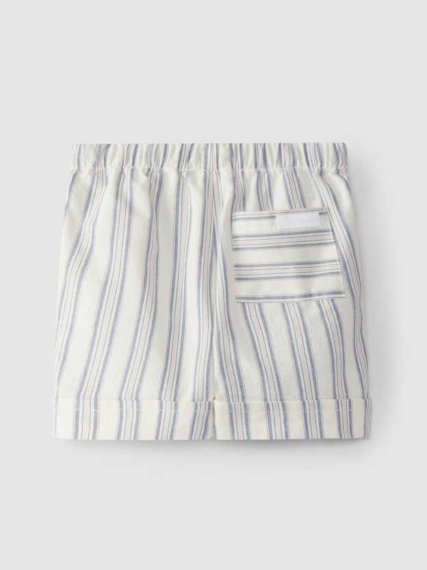 Pull-up shorts stripes with three pockets