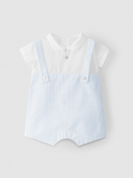 Two-in-one romper cotton stripes with linen
