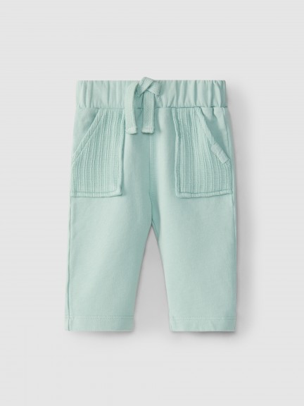 Pantaln en felpa bolsillos punto jacquard