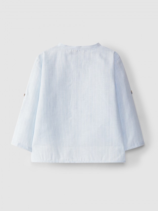 Chemise  rayures en coton avec du lin