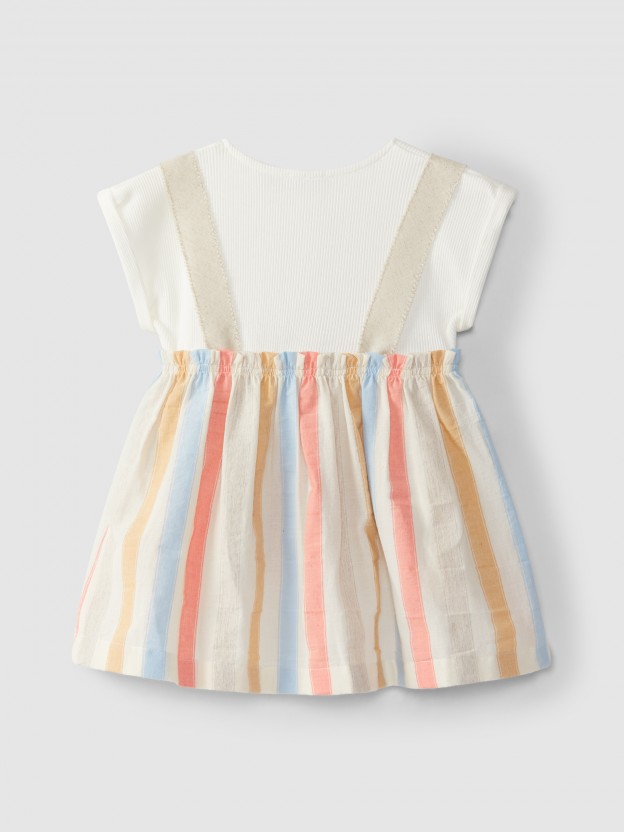 Dress ribbed jersey and striped fabric