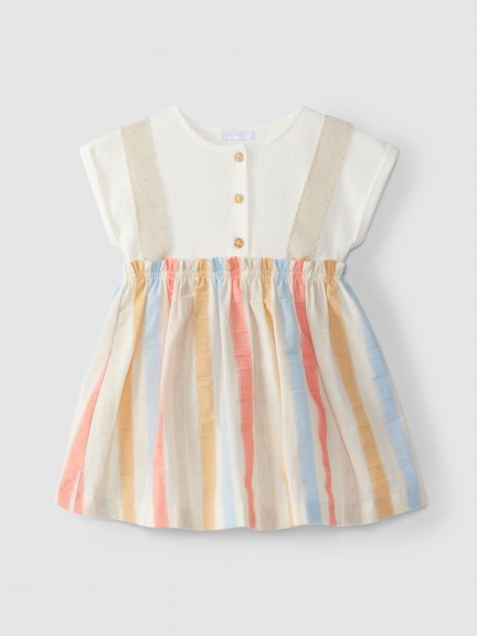 Dress ribbed jersey and striped fabric