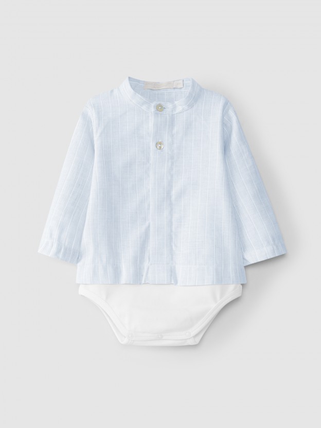 Body shirt stripes cotton with linen