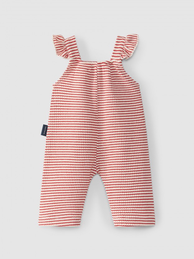 Striped jersey overalls