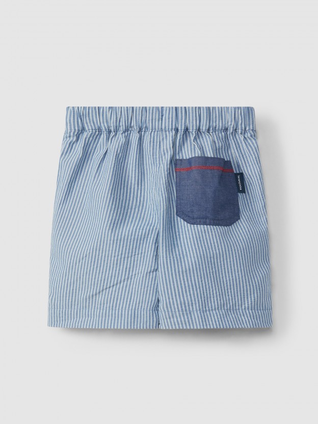 Striped shorts seersucker effect with three pockets