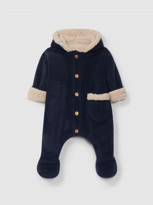 Fleece hooded pramsuit