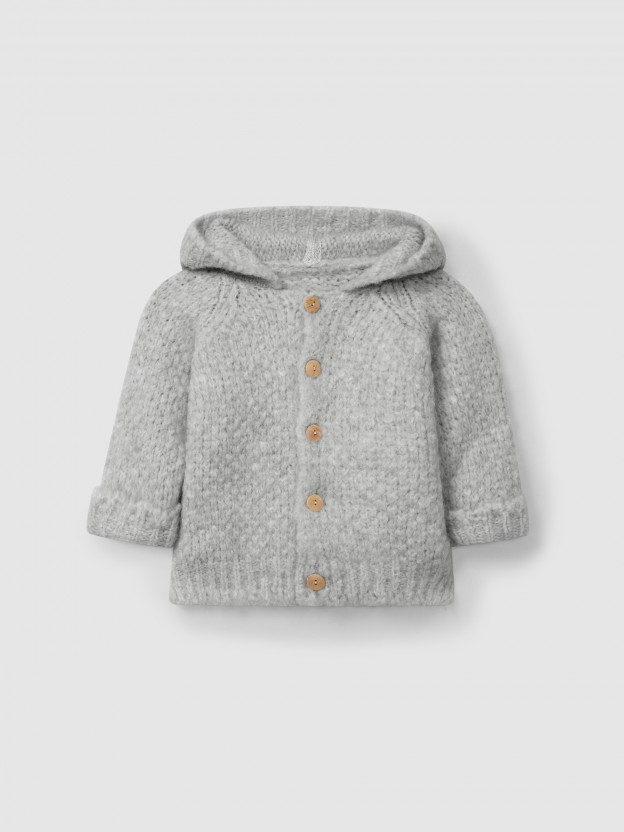 Gilet tricot  capuche