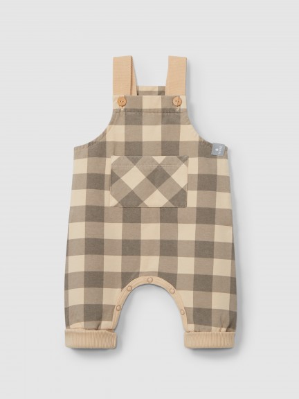 Plaid dungarees with pocket