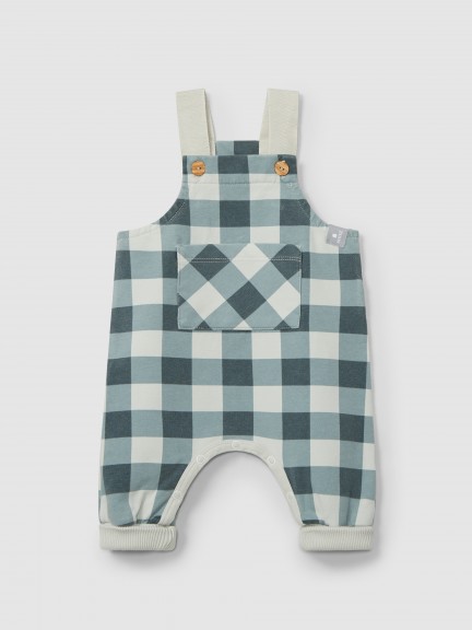 Plaid dungarees with pocket