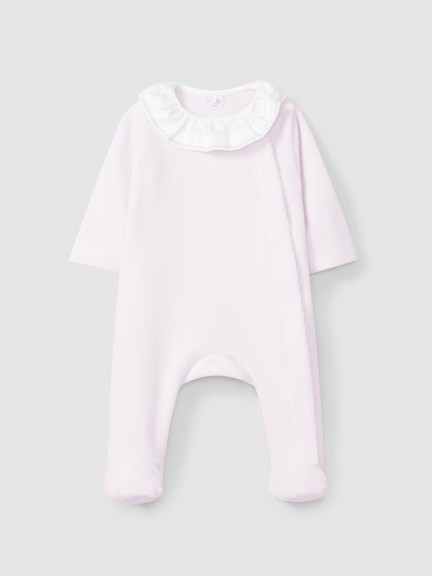 Babygrow velvet ruffled collar with embroidery