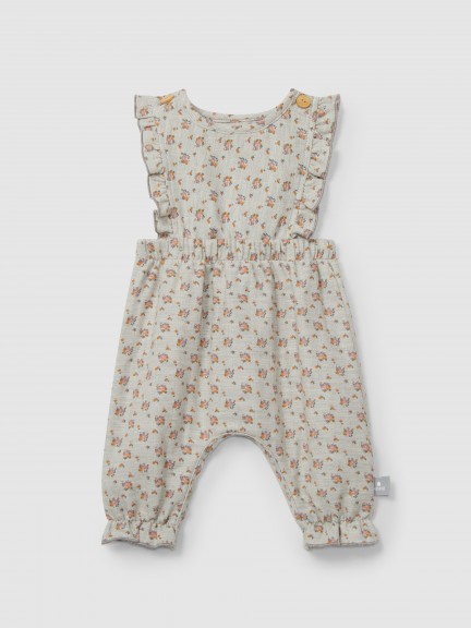 Triple gauze floral dungarees