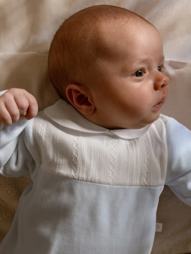 Babygrow en velours avec tissu effet brod