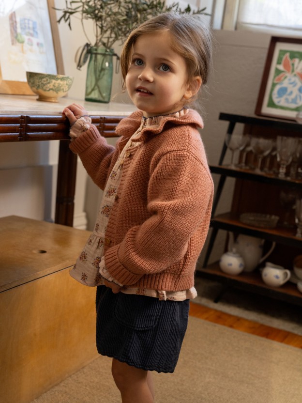 Corduroy shorts with decorative detail