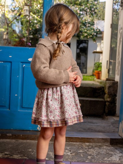 Reversible plaid and flower skirt