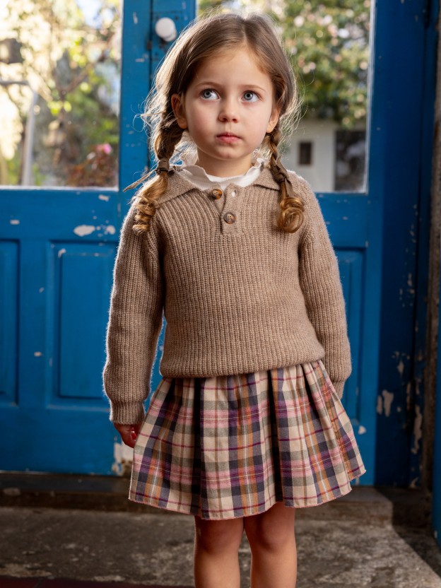 Reversible plaid and flower skirt