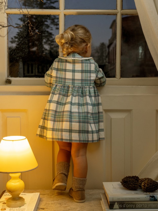 Plaid corduroy dress