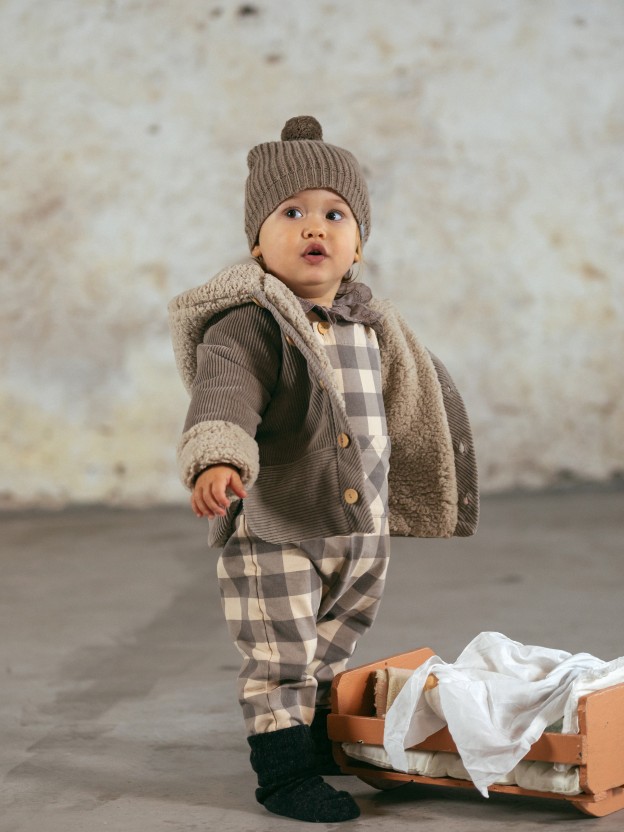 Gilet  capuche en velours en coton biologique