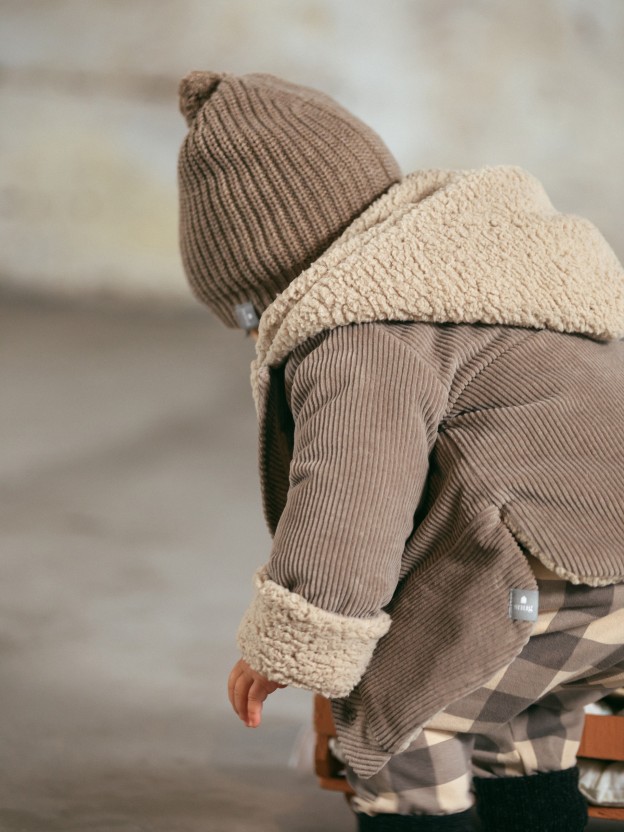 Gilet  capuche en velours en coton biologique