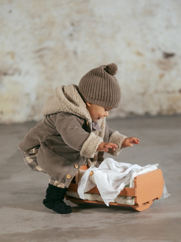 Gilet  capuche en velours en coton biologique