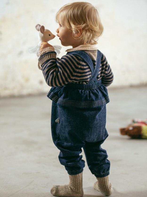 Salopette avec volant en denim en coton biologique