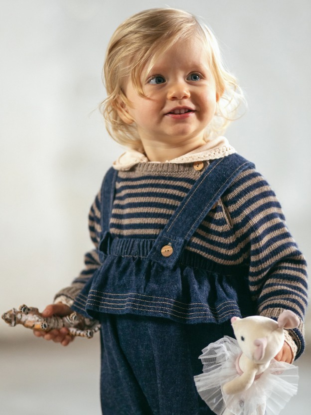 Salopette avec volant en denim en coton biologique