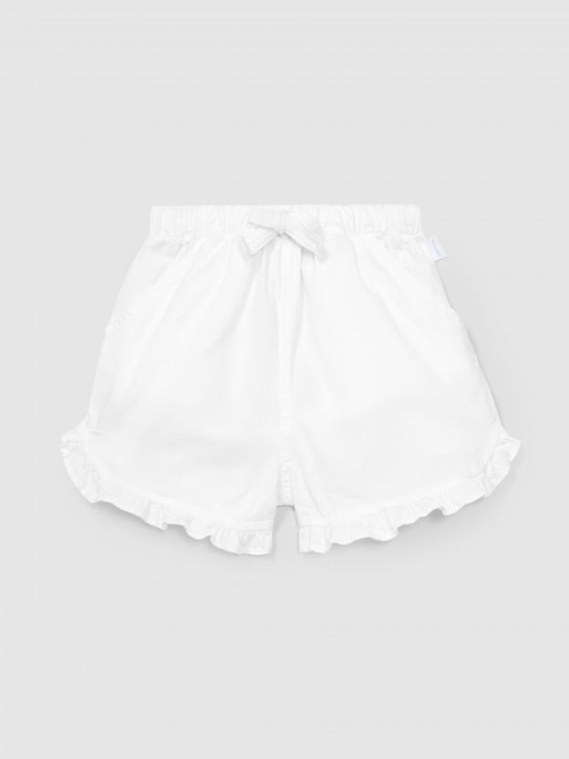 Pull-up shorts with ruffled detail