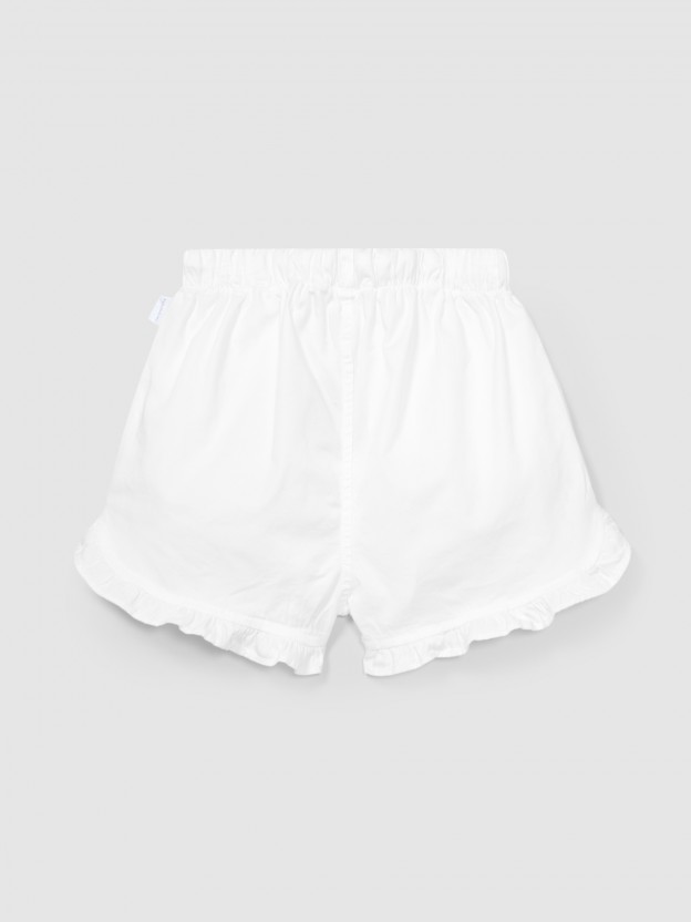 Pull-up shorts with ruffled detail