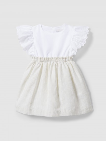 Robe  rayures et manches en broderie anglaise
