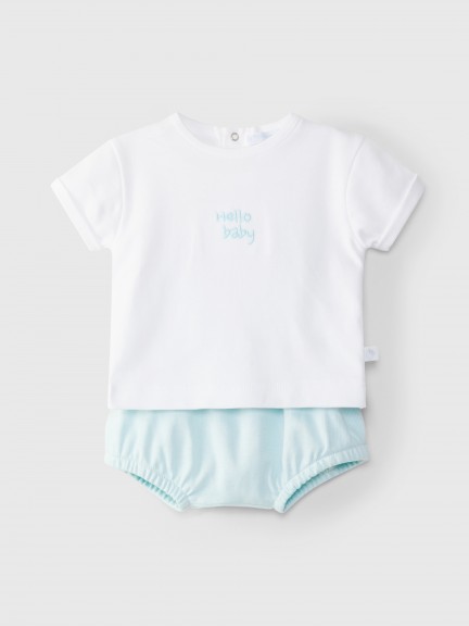 T-shirt and diaper cover set thin stripe