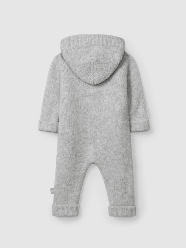 Knitted hooded romper