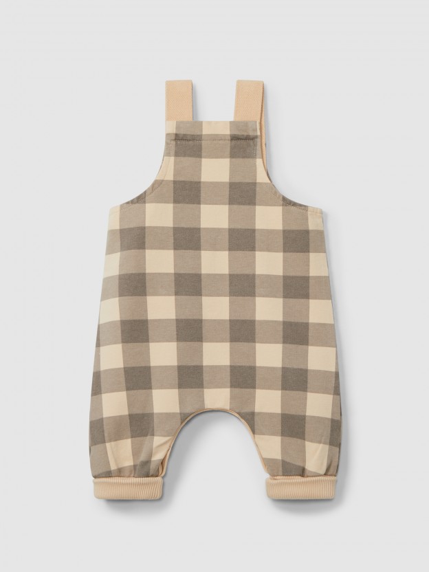 Plaid dungarees with pocket