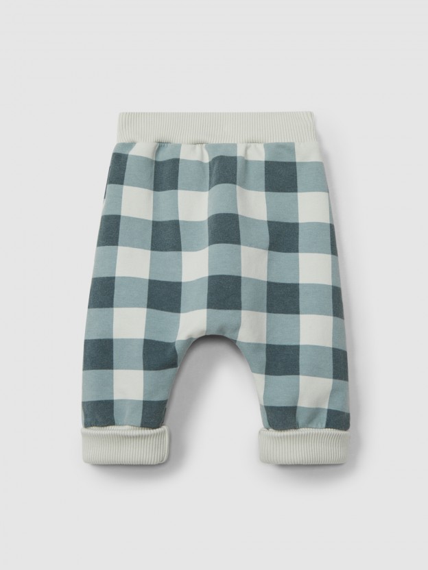 Pantaln pull-up cuadros y cordn decorativo