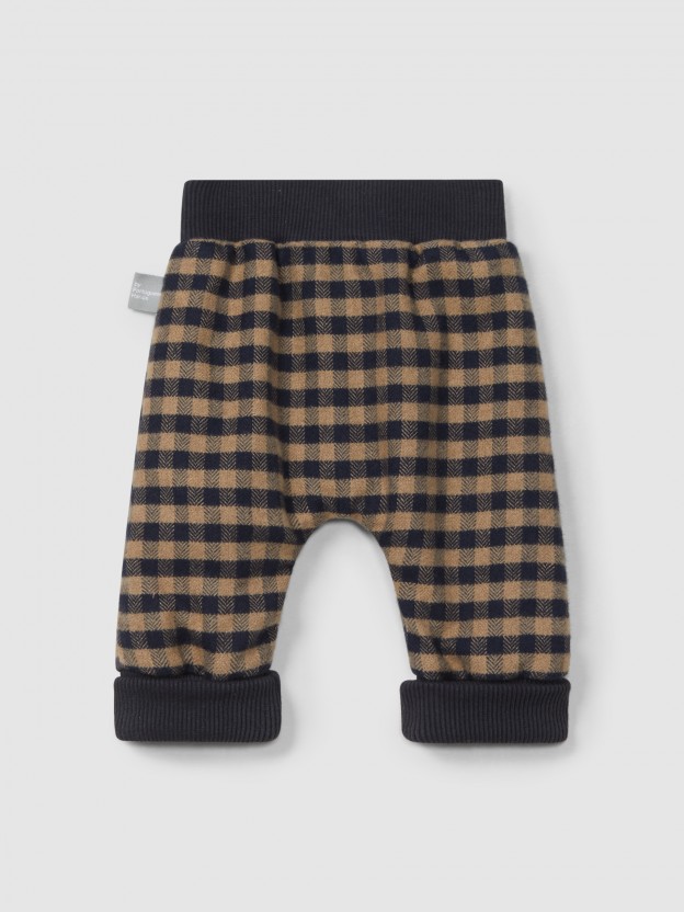 Plaid pull-up pants