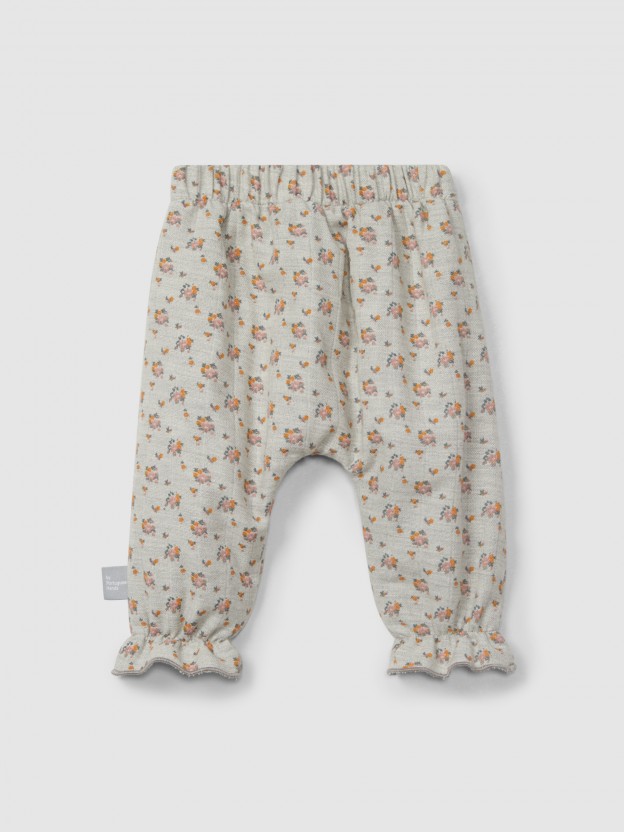 Pantaln pull-up flores en triple gasa