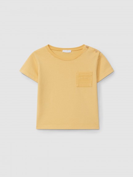 T-Shirt with pocket in waffle jersey