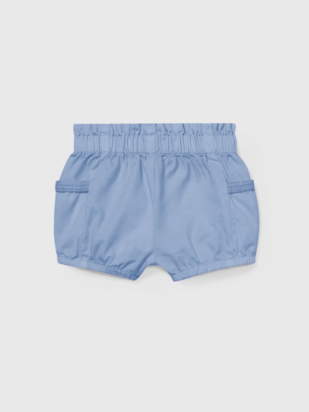 Twill pull-up shorts with side pockets