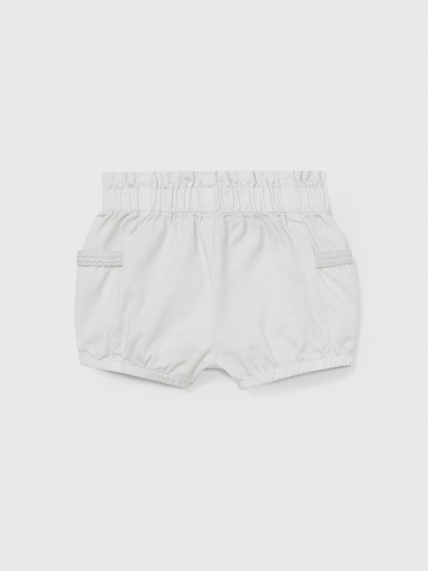 Twill pull-up shorts with side pockets