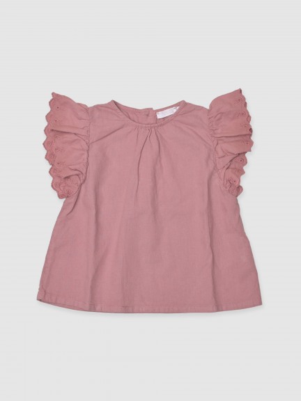 Blouse  manches  volant broderie anglaise