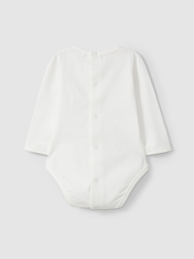 Mandarin collar bodysuit in organic cotton