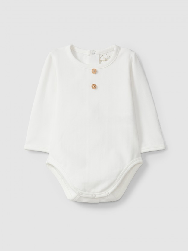 Mandarin collar bodysuit in organic cotton